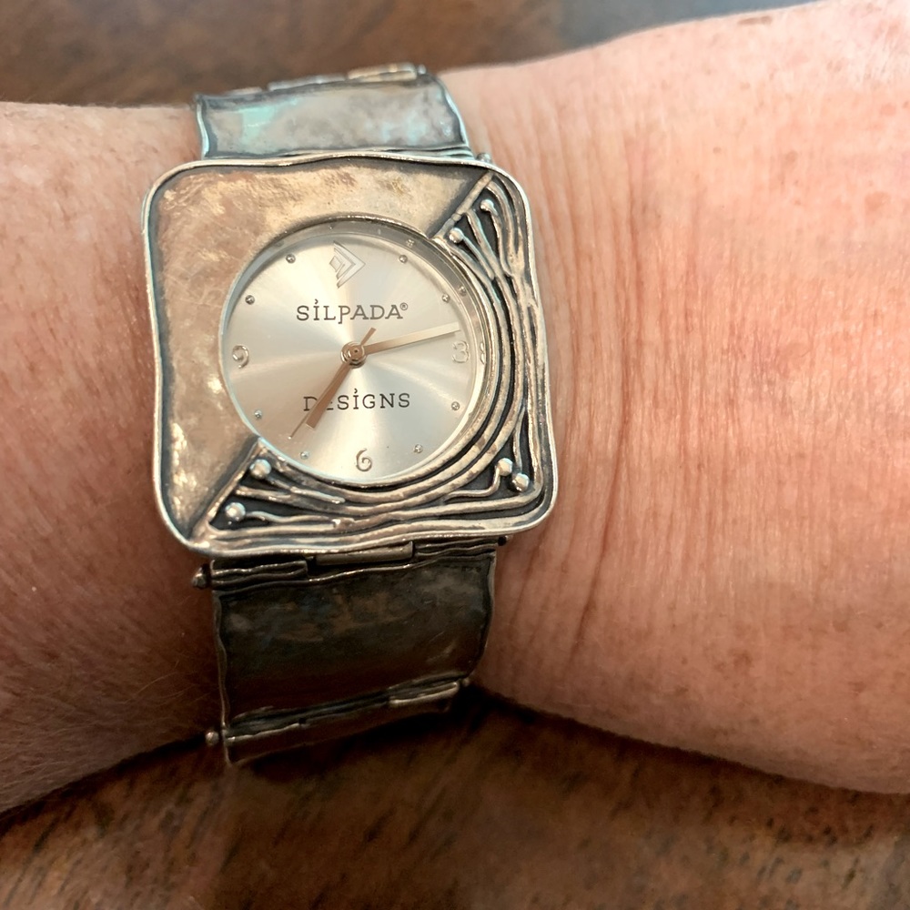 Silpada Hammered Square Link .925 silver watch
